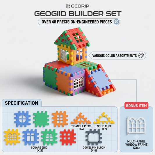 Geogiid Builder Set – 48 precision-engineered interlocking building blocks for kids